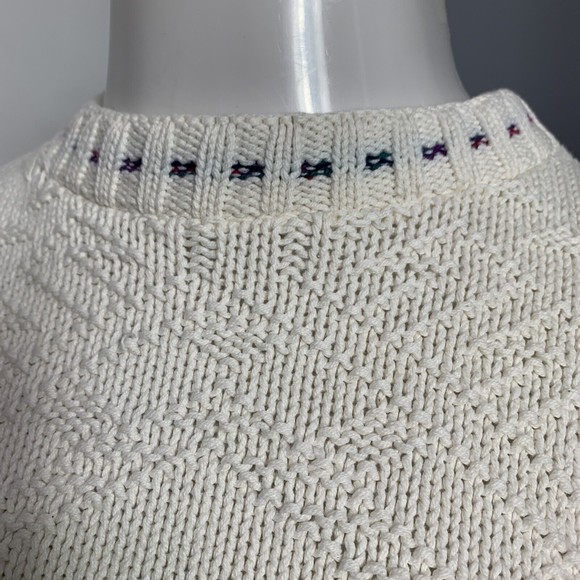 Vintage Winona Knits Snowflake Sweater Winter White Cotton Crewneck Pullover M - Picture 12 of 12